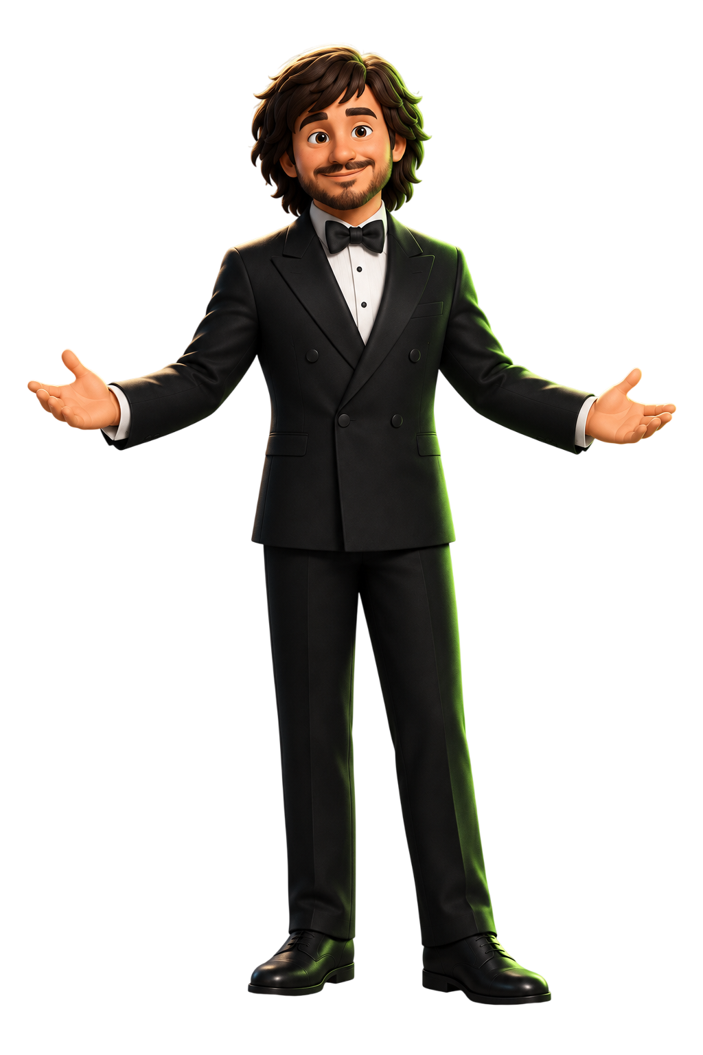Vlad, Robinwood's leading man, in his black premiere tuxedo
